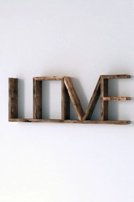 Raft de perete din lemn LovU Homs, 75 x 8 x 27 cm, maro