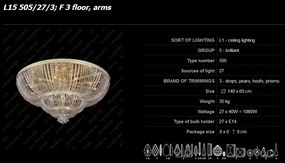 Plafoniera cristal Bohemia L15 505/27/3; F 3 floor, arms