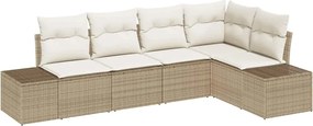 vidaXL Set de canapele pentru grădină 5 pcs Bej și crem poliratan