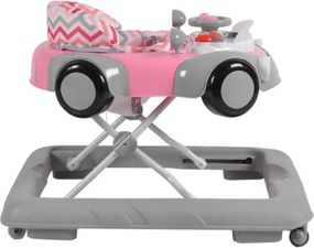 Premergator Reglabil in 3 Trepte NOVOKIDS™ Shelby Mini Car , Roti silentioase, Pliabil, 8 Roti, Cu Melodii si volan, Model Masinuta, Roz