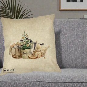 Perna Decorativa Colt Cozy de Craciun Boho, 40x40 cm, Crem, Husa Detasabila, Perna Inclusa, BEKZ®