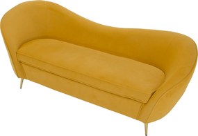 Canapea cu 3 locuri de design, ţesătură Velvet galbenă/gold crom auriu, EZIO TYP 3
