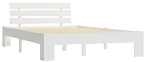 Cadru de pat, alb, 140 x 200 cm, lemn masiv de pin