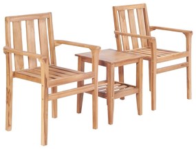 44736 vidaXL Set mobilier de bistro, 3 piese, lemn masiv de tec