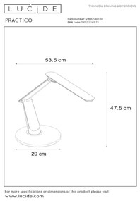 Lampă LED tactilă dimabilă de masă Lucide 24657/10/30 PRACTICO LED/11W/230V