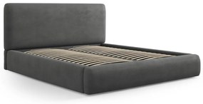 Pat matrimonial gri tapițat cu spațiu de depozitare cu somieră 180x200 cm Colonel – Cosmopolitan Design