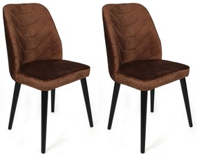 Set 2 scaune haaus Dallas, Maro/Negru, textil, picioare metalice