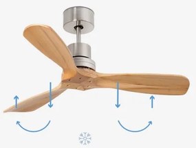 Ventilator de tavan FARO 33509DC MINI LANTAU crom/lemn d. 107 cm + telecomandă