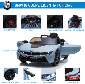 Licensed BMW I8 Coupe Masina Electrica HOMCOM telecomanda MP3 baterie pentru 3-8 ani | Aosom Romania