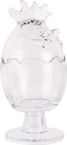 Borcan din sticlă, transparent, cu capac găină, Ø 10x22 cm