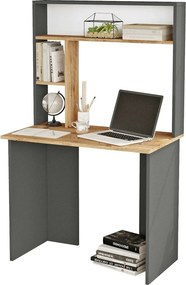 Birou BR2-AA, gri antracit/stejar, PAL melaminat, 90x52x149 cm
