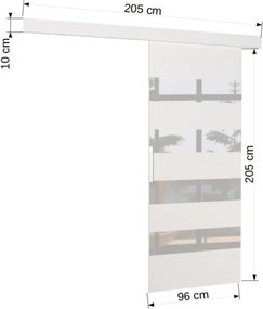Usa glisanta, 96x205 cm, Milou, ADRK Furniture (Latime: 96 cm, Culoare: Sonoma /Negru Lacobel)