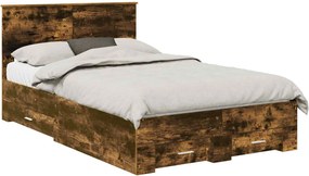 vidaXL Cadru de pat Stejar fumuriu 120 x 200 cm Lemn compozit