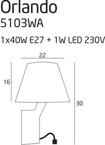 Aplica de perete cu reader LED Orlando crom/ alb 5103WA/WH MX