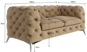 Canapea maro deschis cu tapițerie din catifea 185 cm Chelsea – Ropez