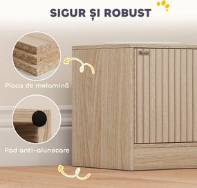 PawHut Suport pentru boluri pentru câini cu 2 boluri de 2L și dulap inferior, din lemn, 60x30x35,5 cm, stejar | Aosom Romania