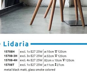 Lustra suspendata design modern LIDARIA 4L negru/fumuriu