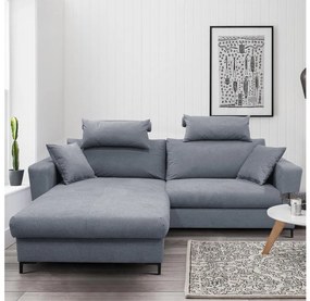 Colțar extensibil în formă de L cu spațiu de depozitare, orientare stânga — HORTA, gri închis