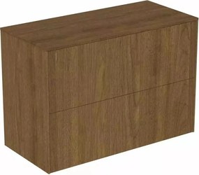Dulap baza suspendat Ideal Standard Atelier Conca 2 sertare cu blat 80 cm finisaj nuc inchis