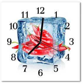 Ceas de perete din sticla pătrat Ice Chili Ice Chili Red