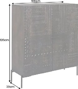 Comoda lemn de mango relief 3D TRIBAL 120cm