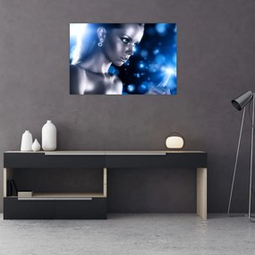 Tablou - Femeia, sclipici albastru (90x60 cm)