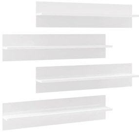 807346 vidaXL Rafturi de perete, 4 buc., alb extralucios, 80x11,5x18 cm, PAL