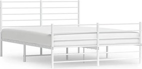 vidaXL Cadru de pat metalic cu tăblie, alb, 140x200 cm