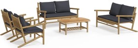 vidaXL Set mobilier de grădină cu perne gri închis, 5 piese, bambus