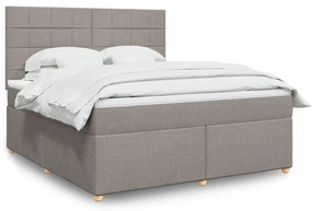 vidaXL Pat continental cu saltea, gri taupe, 180x200 cm, textil