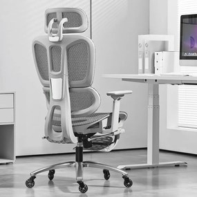 RESIGILAT- METACHAIR Scaun ergonomic, cotiere 3D, suport picioare, Full Mesh, Gri