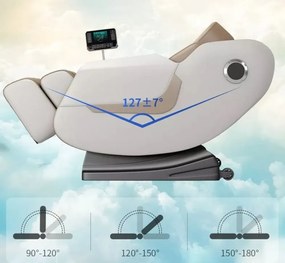 RESIGILAT- Fotoliu de Masaj GAIUS, Masaj role, Masaj airbaguri, Incalzire, Bluetooth, Zero Gravity, 2 Boxe, Moduri Automate, Reflexoterapie si Presopunctura, Display, Suport picioare extensibil, Piele Ecologica, Bej