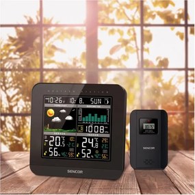Stație meteo cu afișaj LCD și ceas deșteptător Sencor 3xAAA negru