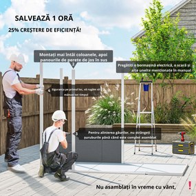 Outsunny Căsuță de Grădina pentru Unelte cu Podea, 2 Uși, Încuietoare și Acoperiș Înclinat, 238x125x183 cm, Gri | Aosom Romania