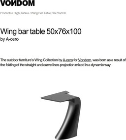 Masa de bar exterior / interior design modern premium WING BAR TABLE 53032 Vondom