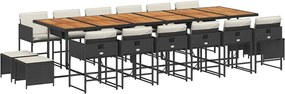 vidaXL Set mobilier de grădină cu perne, 17 piese, negru, poliratan