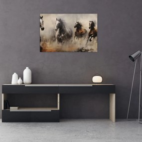 Tablou - Pictură în ulei de cai (90x60 cm)