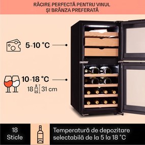 Klarstein El Dorado 89, frigider pentru vin și brânză, 2 zone, ecran tactil, 89L, LED