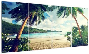 Tablou modern - palmieri pe plajă (160x80cm)