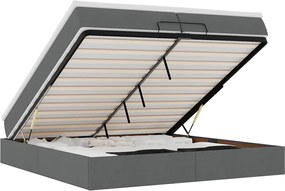 vidaXL Cadru de pat otoman cu saltele țesătură gri închis 200x200cm