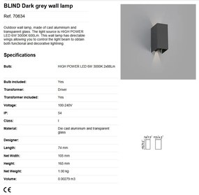 Aplica LED de exterior ambientala design modern IP54 BLIND gri