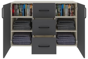 Set dormitor Malmo V9, Pat 200 x 140 cm, Stejar Alb/Antracit