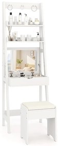Masă de toaletă îngustă cu 2 rafturi și scaun, 60x40x180cm