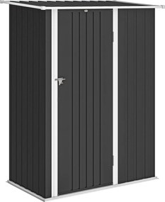 Outsunny Căsuță de Grădină 1.07m² din Oțel Zincat, Adăpost pentru Unelte cu Ușă Blocabilă, Acoperiș Înclinat, 142x86x189 cm, Gri Închis | Aosom Romania