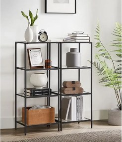 Biblioteca din metal  si sticla,metal culare negru 95x40x30 cm