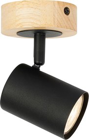 Spotlight modern negru cu lemn inclinabil - Jeana