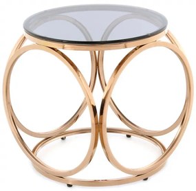 Masuta de cafea rotunda din sticla Whitney 40x40x42 cm gri/auriu