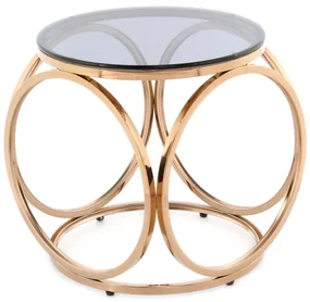 Masuta de cafea rotunda din sticla Whitney 40x40x42 cm gri/auriu