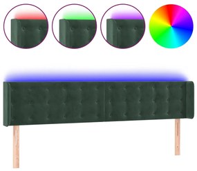 3123739 vidaXL Tăblie de pat cu LED, verde închis, 203x16x78/88 cm, catifea