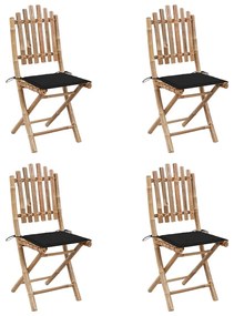 3063967 vidaXL Set mobilier de exterior pliabil, cu perne, 5 piese, bambus